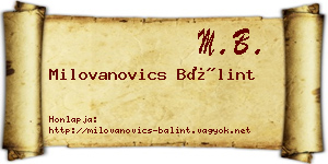 Milovanovics Bálint névjegykártya